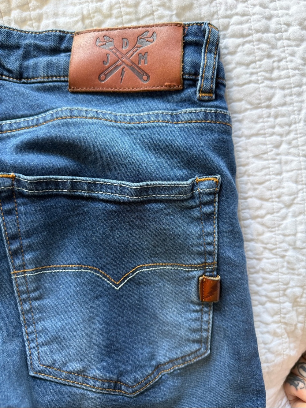 John Doe motorbike Men's Blue Denim Kevlar Jeans with Leather Patch